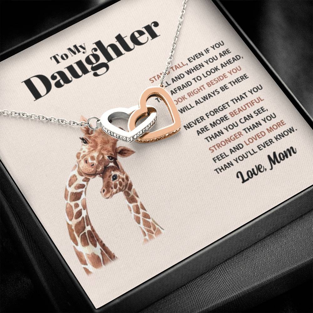 To My Daughter Necklace – Daughter Birthday Graduation Celebration Gift from Mom – Interlocking Hearts Necklace - Personalize Memories