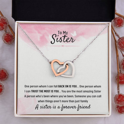 Jewelry Gift for Sister - A sister is a forever friend - Interlocking Hearts Necklace - Personalize Memories