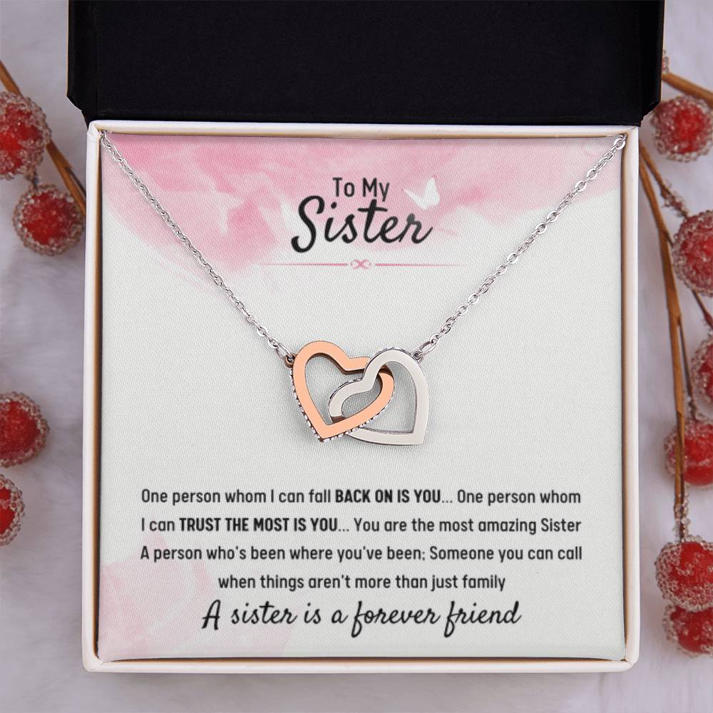 Jewelry Gift for Sister - A sister is a forever friend - Interlocking Hearts Necklace - Personalize Memories