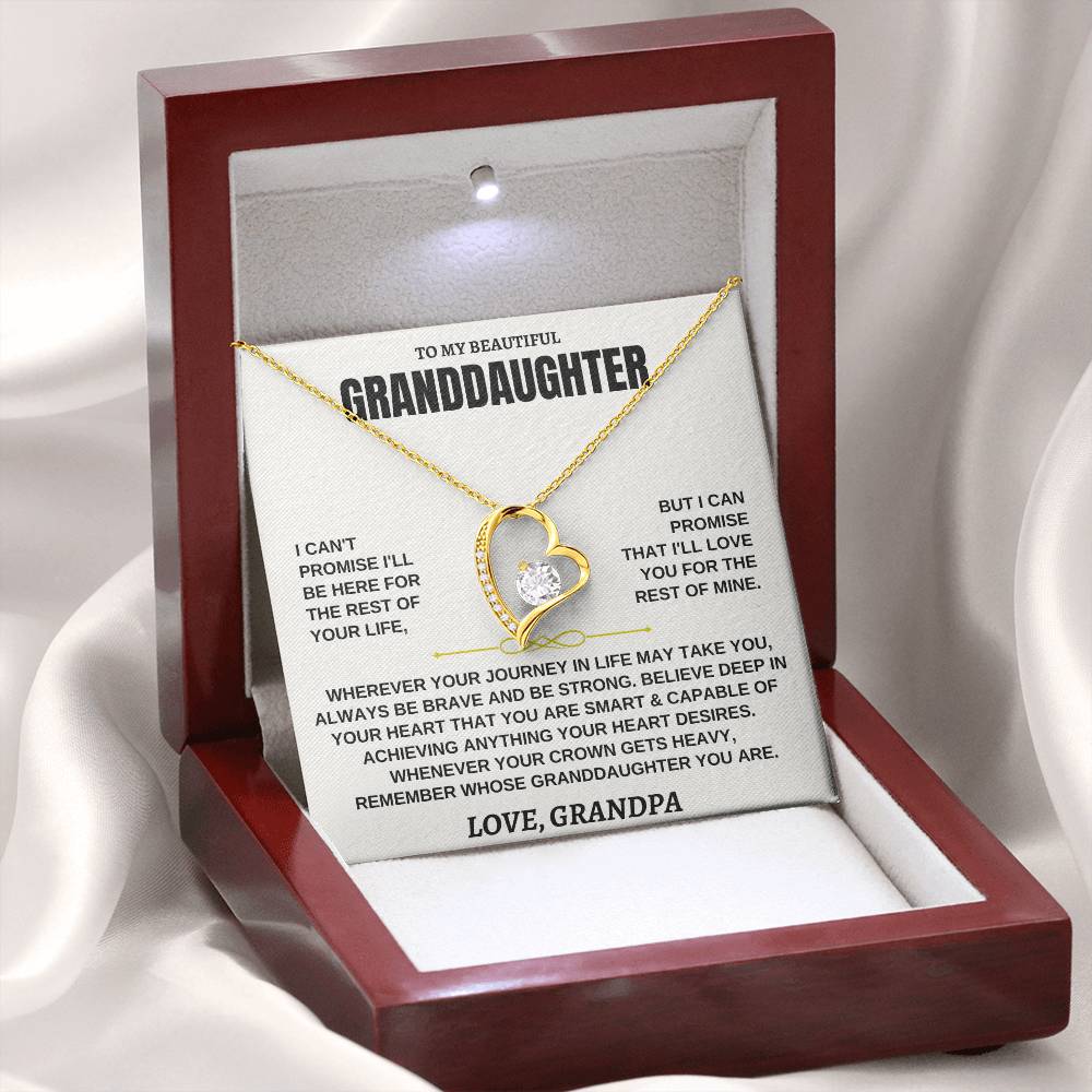 To My Beautiful Granddaughter - I'll Love You For The Rest Of Mine - Forever Love Necklace - Gift for Granddaughter from Grandpa - Personalize Memories