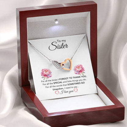 To My Sister Necklace - Thank You Gift for Sister - Interlocking Hearts Necklace - Personalize Memories