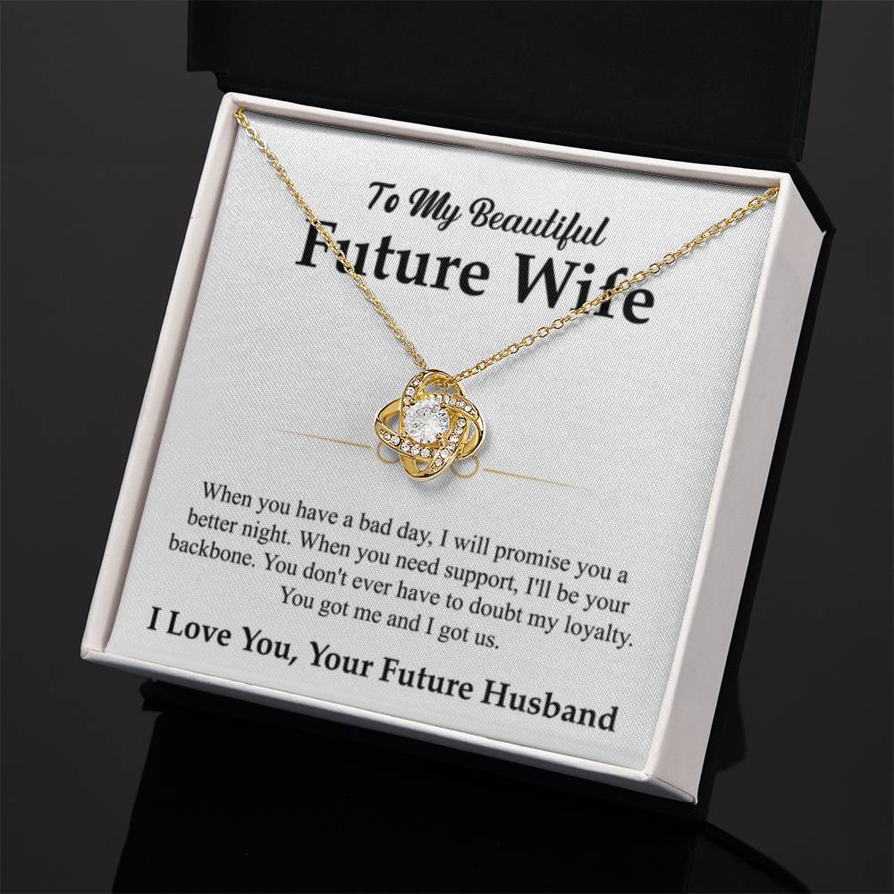 To My Future Wife Necklace - Soulmate Jewelry Gift for Valentine’s Day, Birthday - Love Knot Necklace - Personalize Memories
