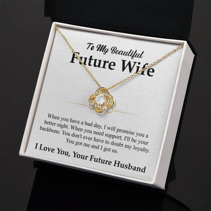 To My Future Wife Necklace - Soulmate Jewelry Gift for Valentine’s Day, Birthday - Love Knot Necklace - Personalize Memories