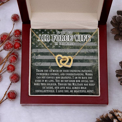 To The Best Air Force Wife - Interlocking Hearts Necklace - Gift from Husband - Personalize Memories