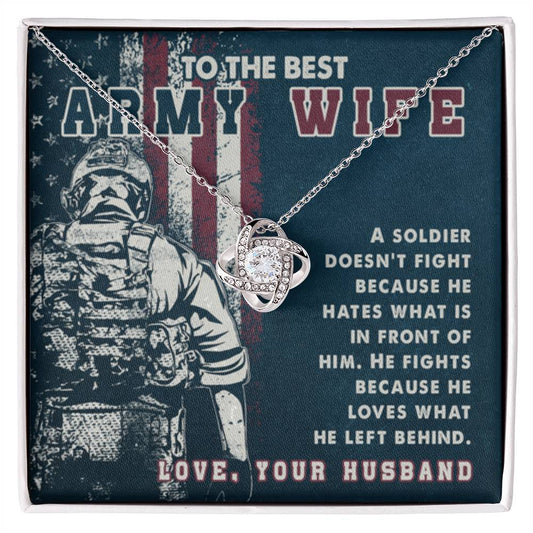 To My Army Wife Necklace - Romantic Jewelry for Wife - Love Knot Necklace - Personalize Memories