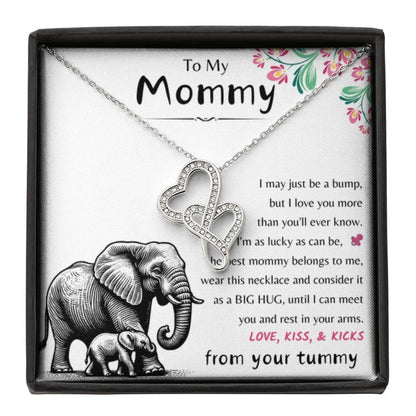 To My Mommy - Love Kiss & Kicks from Your Tummy- Heart-to-heart Necklace - New Mom Gift - Personalize Memories