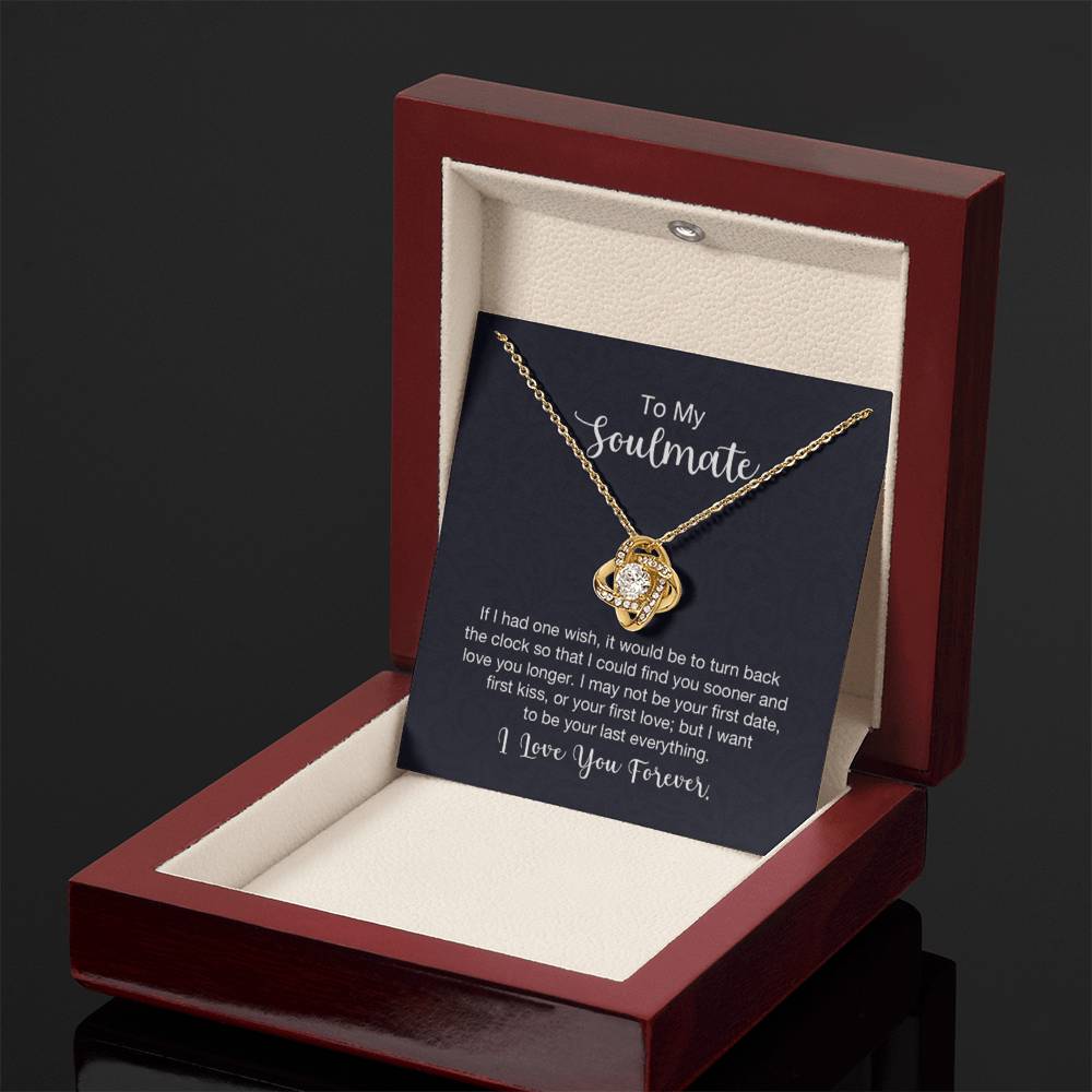 To My Soulmate Necklace - Soulmate Gift for Her for Valentine’s Day & Every Day Love - Love Knot Necklace - Personalize Memories