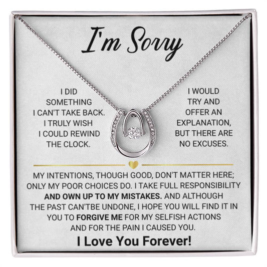 I Am Sorry Gift - Apology Gift for Her - Lucky In Love Necklace - Personalize Memories