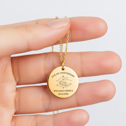 1st Anniversary Necklace - Wedding Anniversary Gift for Wife from Husband - Fine Links Coin Necklace
