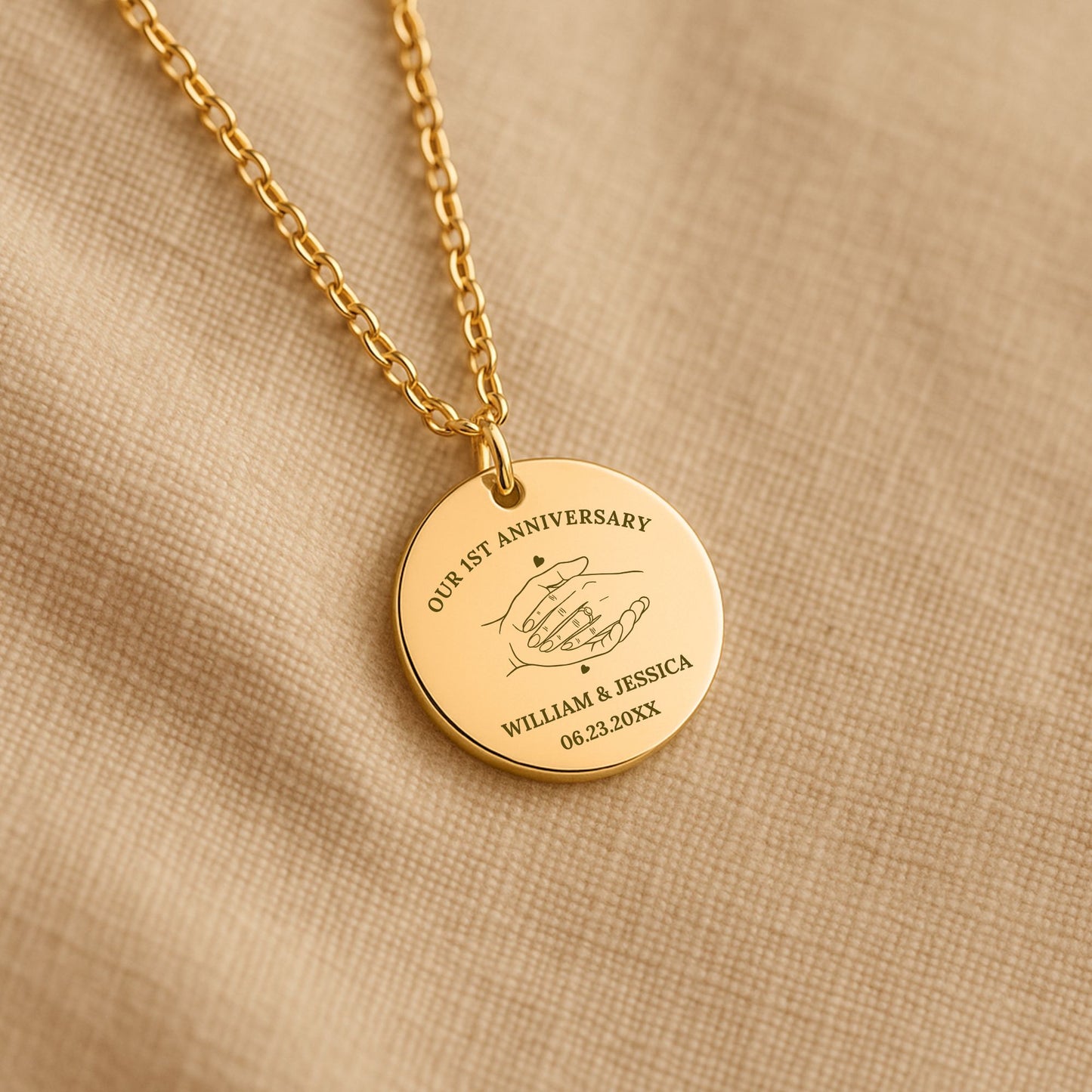 1st Anniversary Necklace - Wedding Anniversary Gift for Wife from Husband - Fine Links Coin Necklace