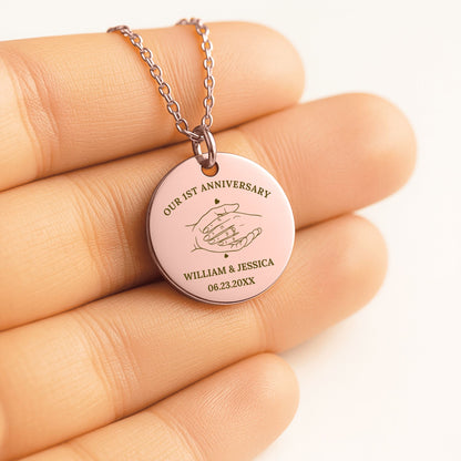 1st Anniversary Necklace - Wedding Anniversary Gift for Wife from Husband - Fine Links Coin Necklace