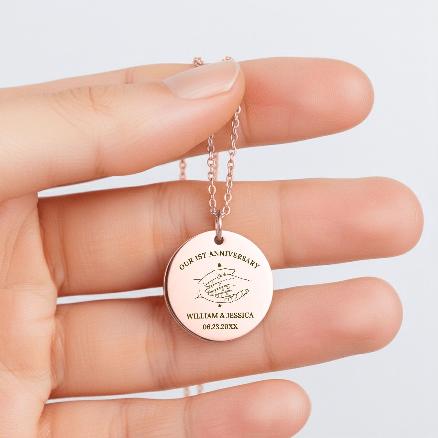 1st Anniversary Necklace - Wedding Anniversary Gift for Wife from Husband - Fine Links Coin Necklace
