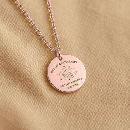 1st Anniversary Necklace - Wedding Anniversary Gift for Wife from Husband - Fine Links Coin Necklace