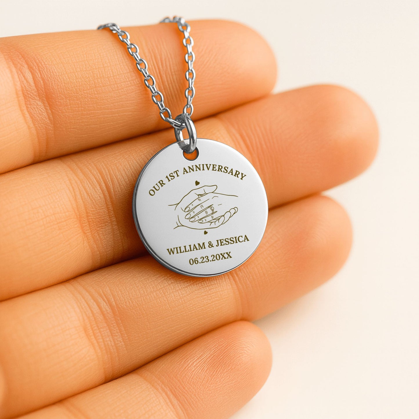 1st Anniversary Necklace - Wedding Anniversary Gift for Wife from Husband - Fine Links Coin Necklace