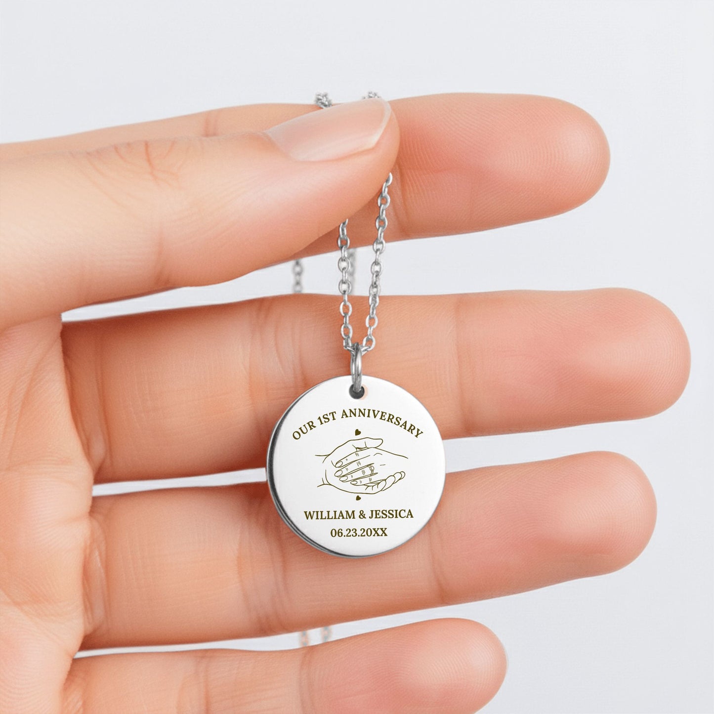 1st Anniversary Necklace - Wedding Anniversary Gift for Wife from Husband - Fine Links Coin Necklace