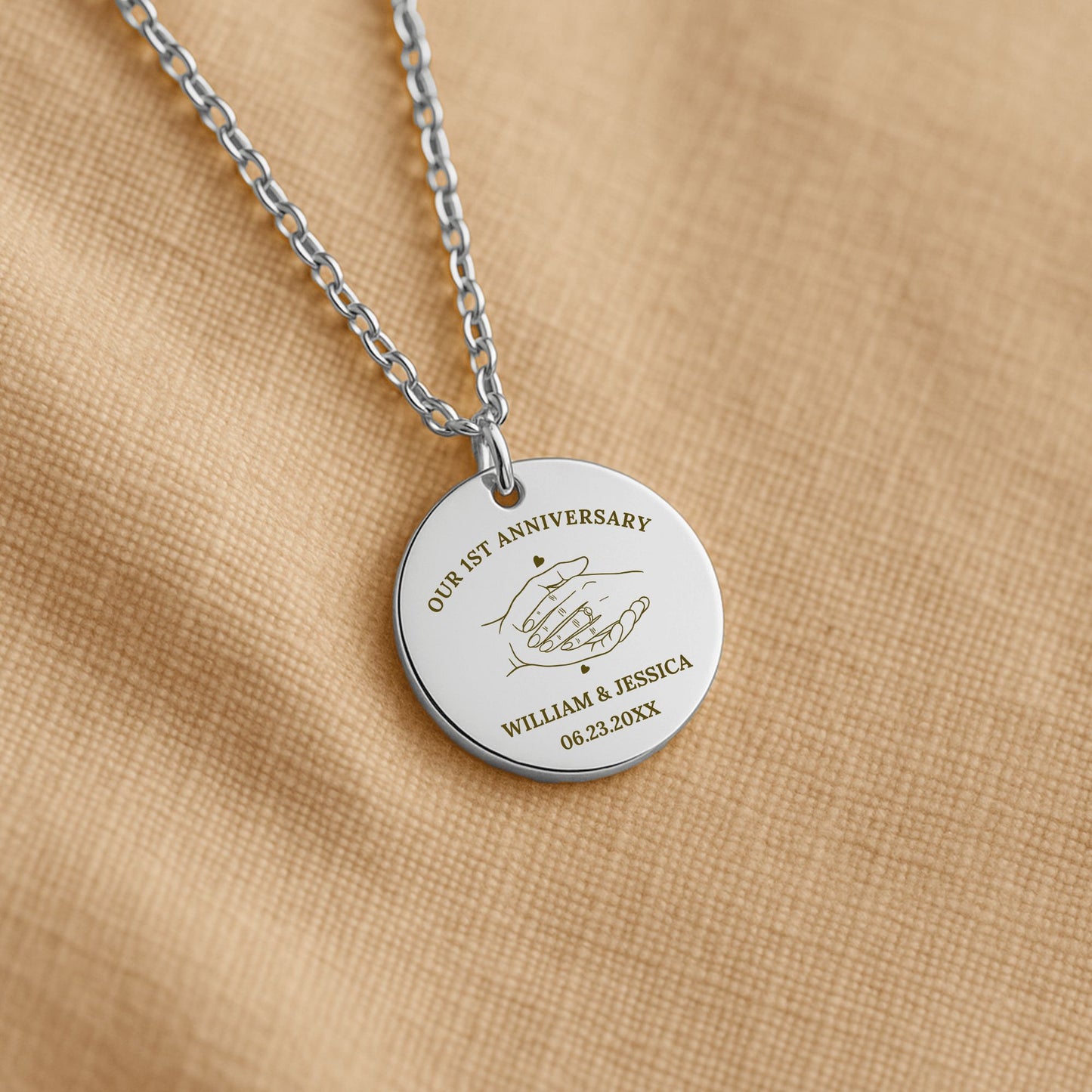1st Anniversary Necklace - Wedding Anniversary Gift for Wife from Husband - Fine Links Coin Necklace