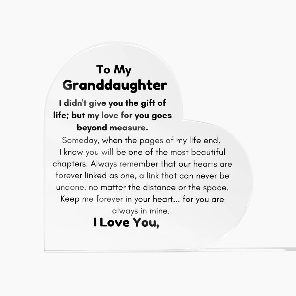 To Granddaughter, from Grandma - The Most Beautiful Chapter - Personalized Heart Acrylic Plaque - PM0177
