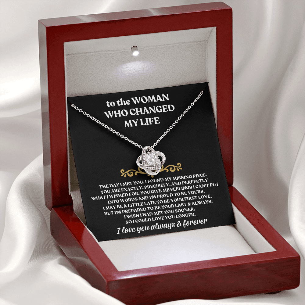 To The Woman Who Changed My Life - Love Knot Necklace Gift Set