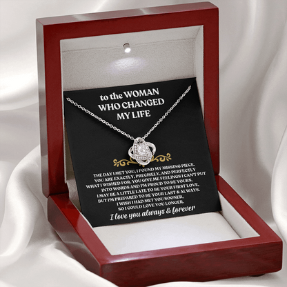 To The Woman Who Changed My Life - Love Knot Necklace Gift Set