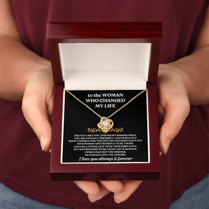 To The Woman Who Changed My Life - Love Knot Necklace Gift Set