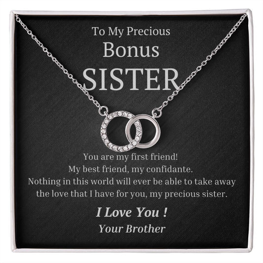 To My Precious Bonus Sister, from Brother - You Are My First Friend - The Perfect Pair Necklace