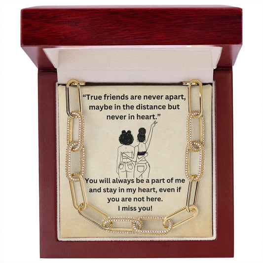 True Friends are never apart... Forever Linked Necklace- Cream Background