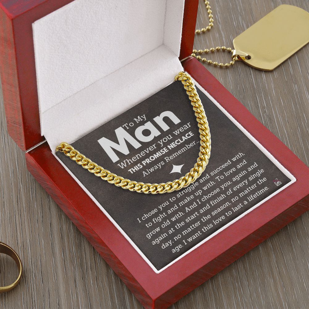 For Your Man - I Choose You Again And Again - Cuban Chain Promise Necklace