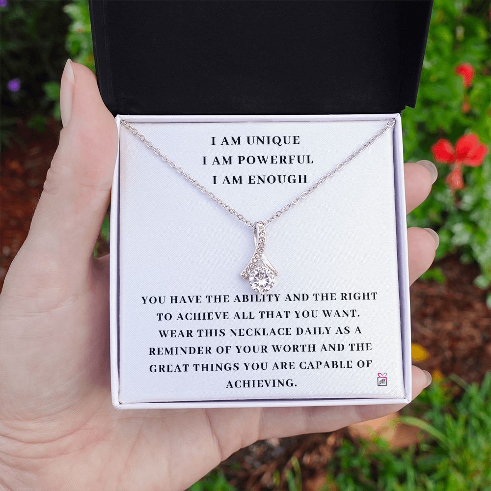 I AM Enough - Motivational Alluring Beauty necklace - White Gold