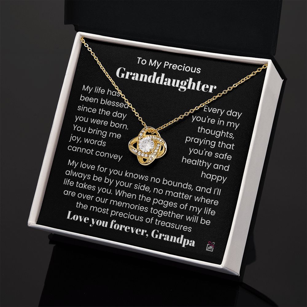 To Granddaughter, from Grandpa - The Most Precious Of Treasures - Love Knot Necklace