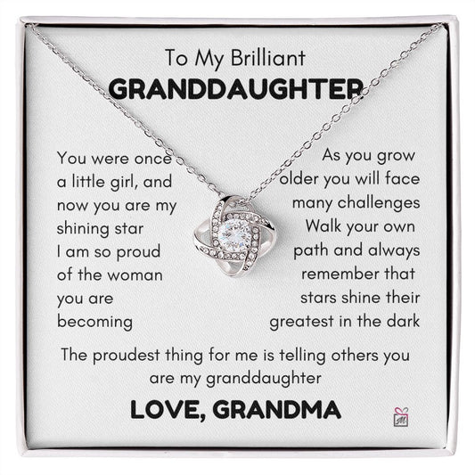 To Granddaughter, from Grandma - My Shining Star - Love Knot Necklace