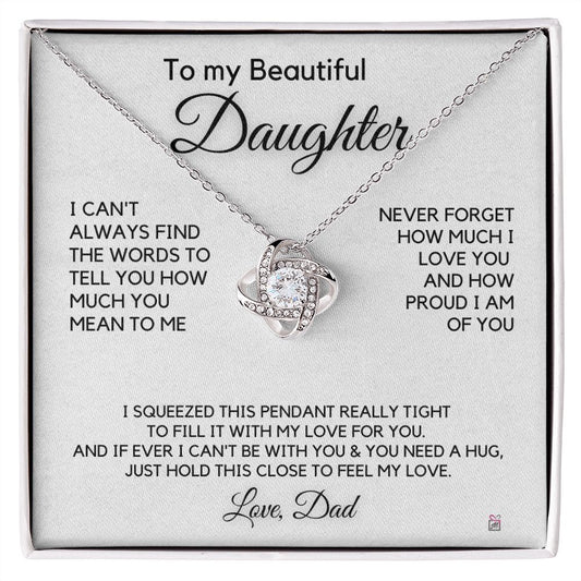 To Daughter, from Dad - How Much You mean To Me - Love Knot Necklace