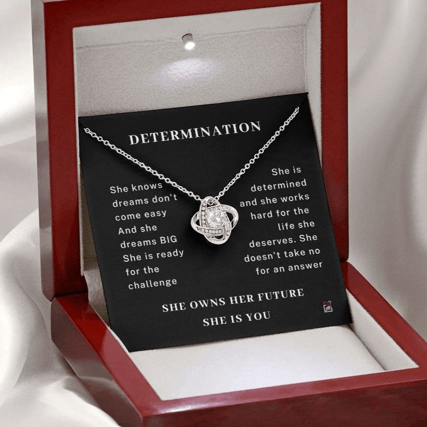 Motivational -She Owns Her Future- Love Knot Necklace