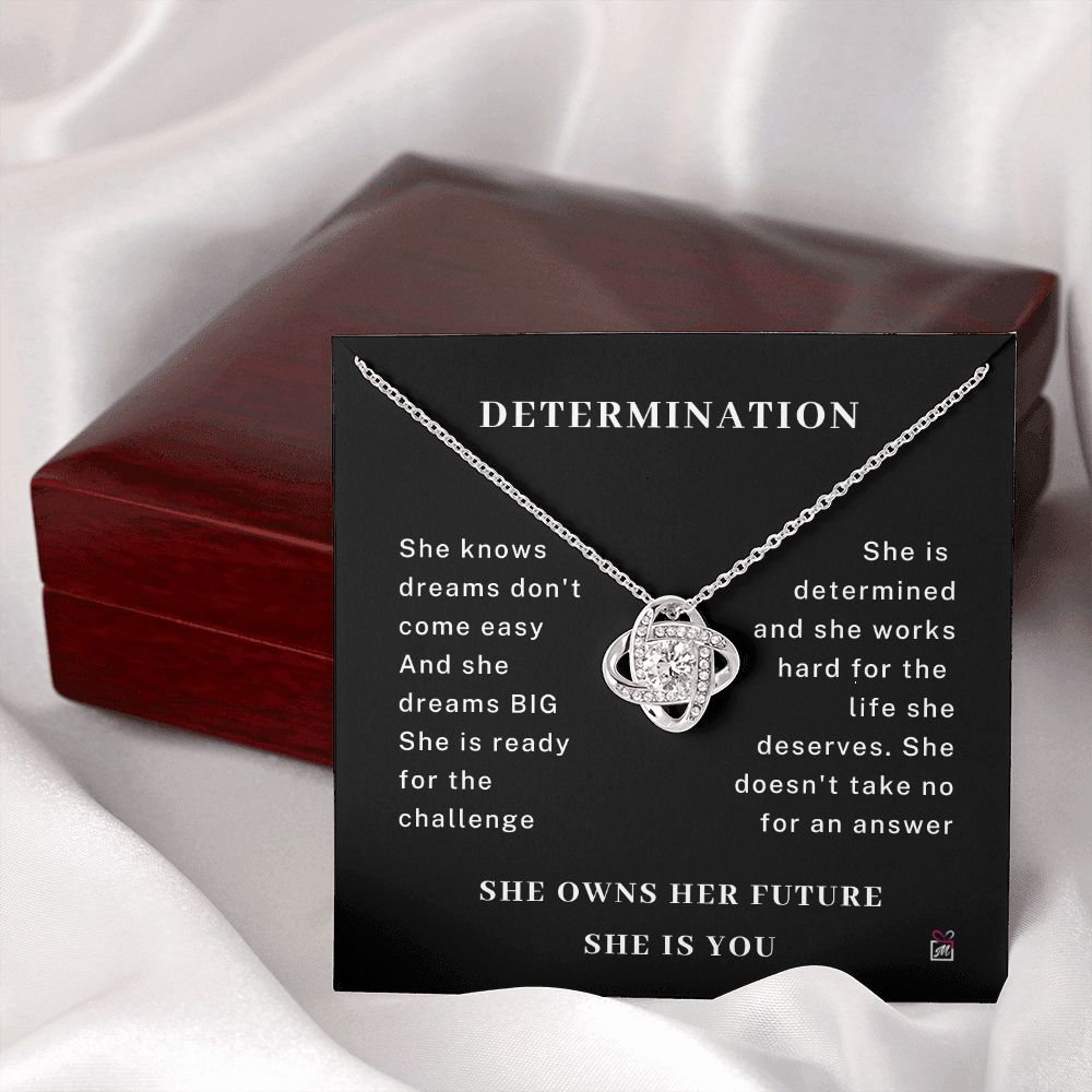 Motivational -She Owns Her Future- Love Knot Necklace