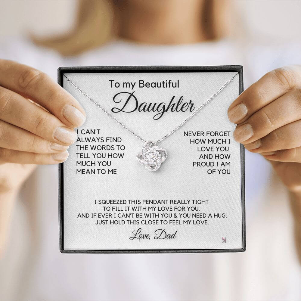 To Daughter, from Dad - How Much You mean To Me - Love Knot Necklace