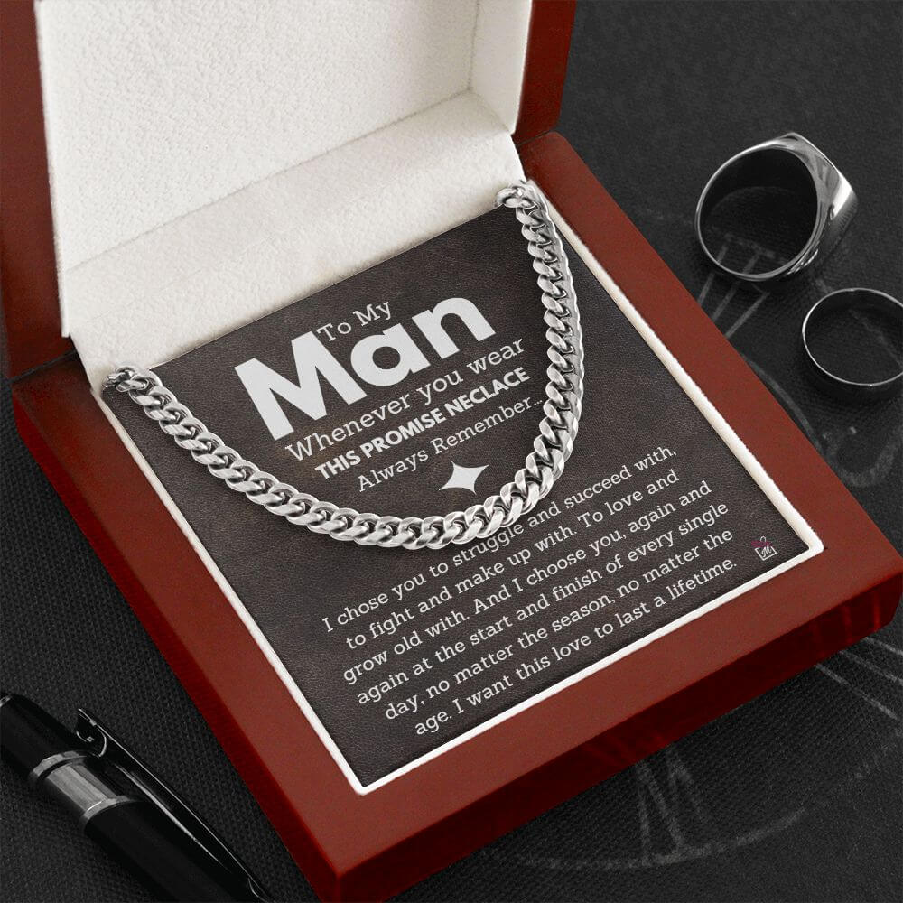 For Your Man - I Choose You Again And Again - Cuban Chain Promise Necklace