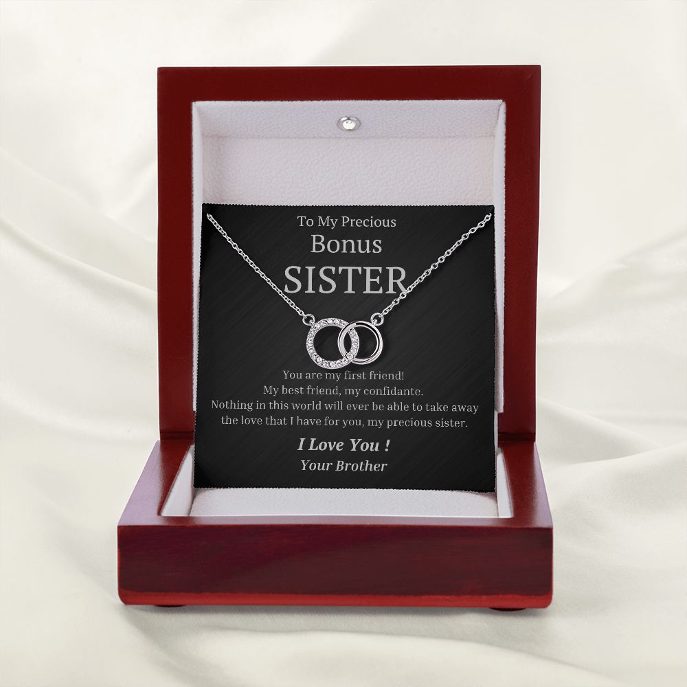 To My Precious Bonus Sister, from Brother - You Are My First Friend - The Perfect Pair Necklace